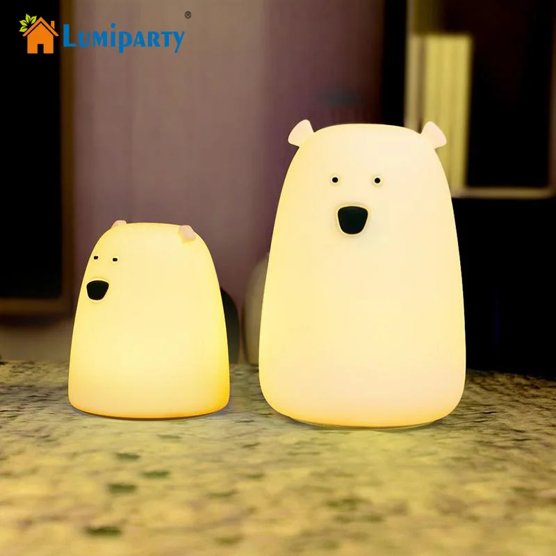 

LumiParty New Colorful Little Bear Silicone 7 Colors LED Night Light Touch Sensor lights Children Cute Night Lamp Bedroom Light