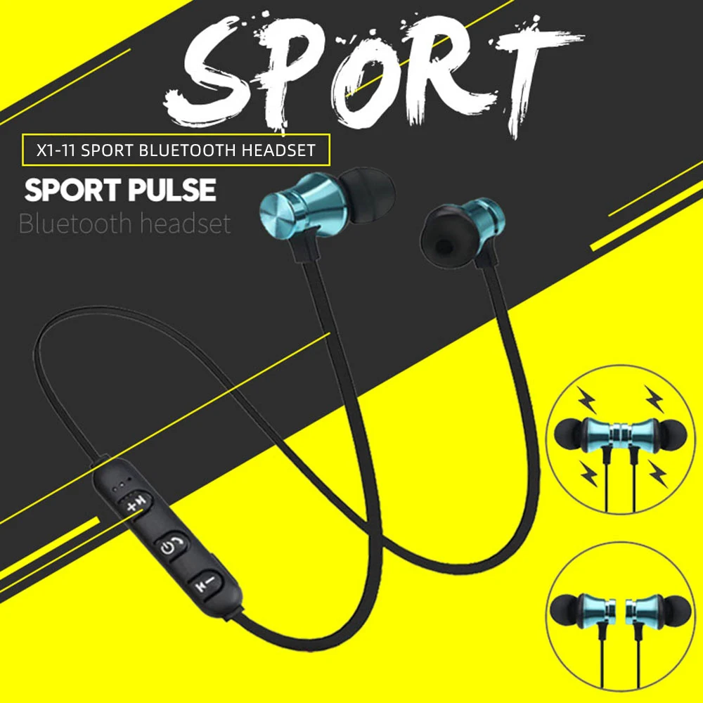 Wireless Bluetooth Earphones Metal Magnetic Stereo sports Bass Cordless Headset Earbuds With Microphone Earphones for all phone