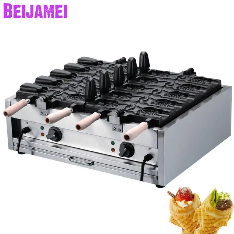 

BEIJAMEI 1102C Small business fish waffle maker commercial ice cream fish shape waffle baker open mouth taiyaki machine