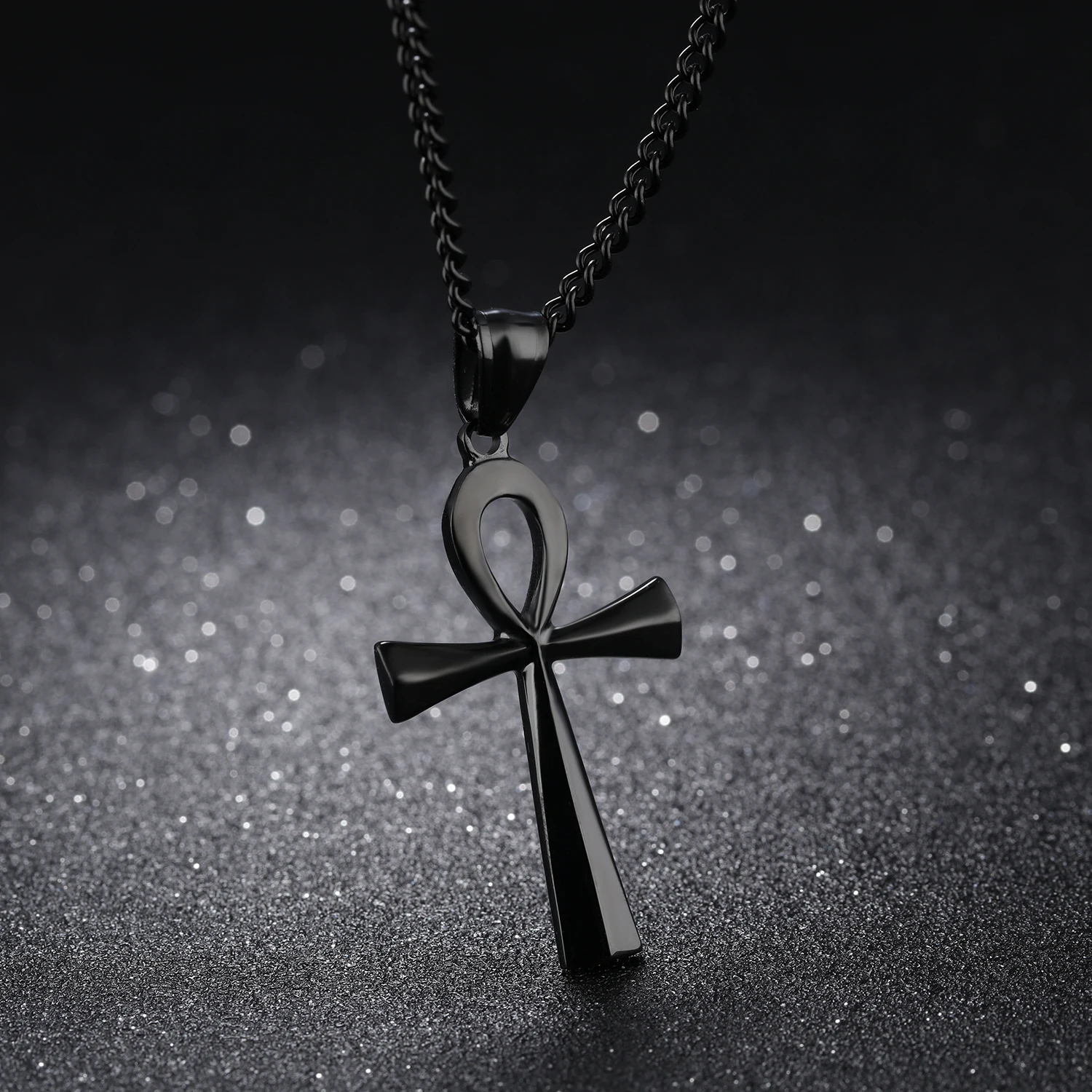 

2018 New Sgical Steel Gold Color Ankh Egyptian Key Of Life Cross Pendant Necklaces 23.6in 60CM Link Chain For Women Men Gift