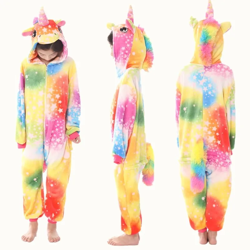 Kigurumi Onesie/Детская Пижама с животными; детская зимняя Фланелевая пижама с единорогом; маскарадные пижамы для мальчиков и девочек; одежда для сна; Детский комбинезон