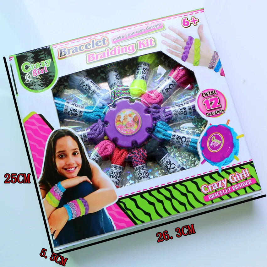 [Забавный] сделай свой собственный дизайн браслет набор для плетения DIY twist 12 браслетов игрушки Радуга веревочка ткацкий станок обучающая