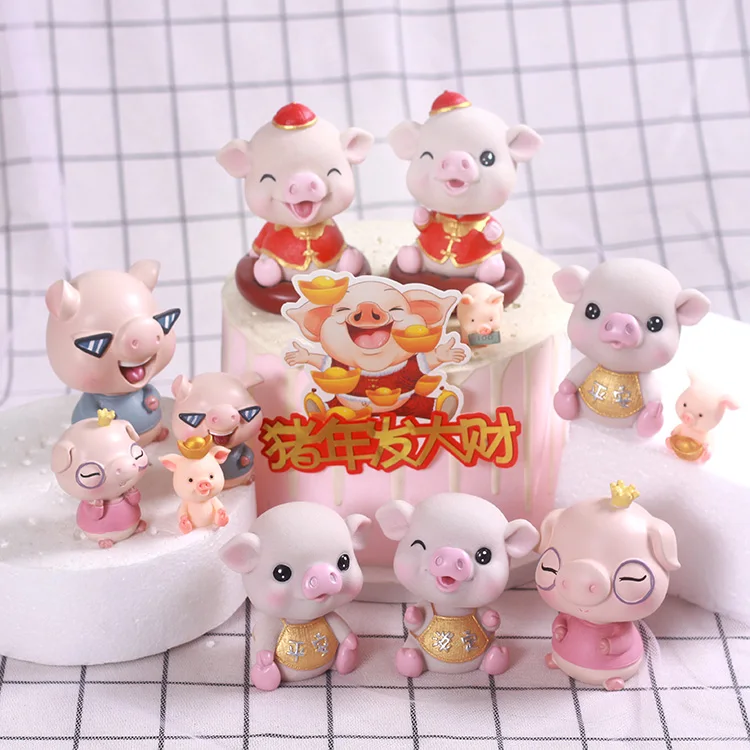

Baking Cake Decoration New Year Spring Festival Red Gold Plug Plugin Pig Year Celebration Piglet Baby Doll Decoration