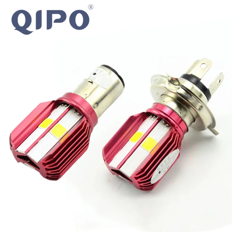 QIPO H4 BA20D Светодиодная лампа для фар мотоцикла COB H6 аксессуары дальнего/ближнего
