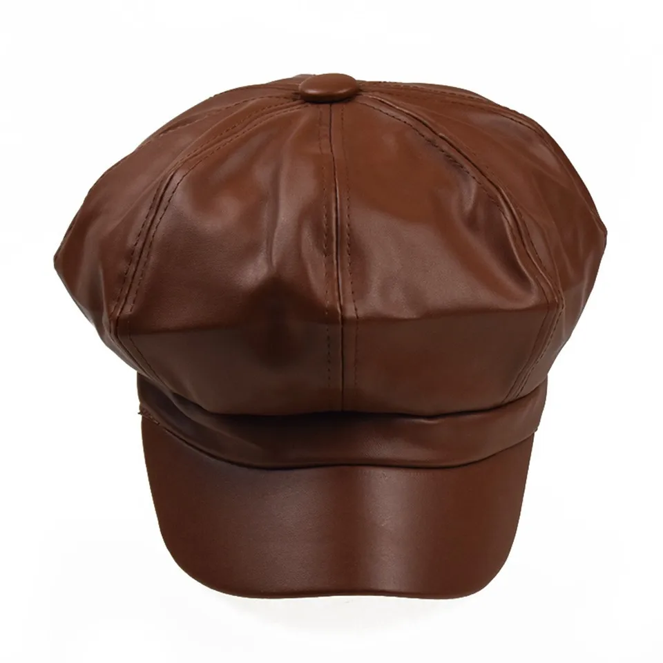 Модная Высококачественная Кепка из искусственной кожи Newsboy s для женщин, шапки на весну, осень, зиму, фетровая Кепка, зимняя женская черная шапка, берет, кепка s