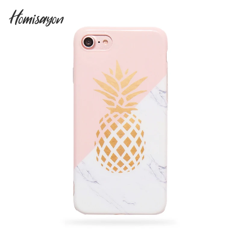 

HOMISAYON Phone Case For iPhone 8 7 6 6s Plus Fashion Cartoon Cute Pineapple Colorful Geometry Hard Back Cover Case For iPhone X