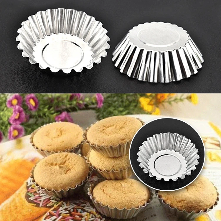 10pcs Egg Tart Mold Cake Aluminium Alloy Tart Moulds Baking Cupcake Fruit Tart Molds 7cm Bake