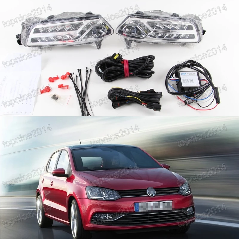 2pcs LED Daytime Running Light DRL with turning lamps fog driving lamp with wiring harness For