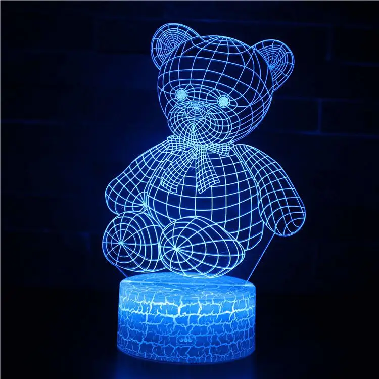 Сенсорный дистанционный переключатель 3DLighting настольная лампа маленький медведь настольные лампы для Рождественский подарок очаровательный рисунок для детей игрушки - Цвет абажура: W