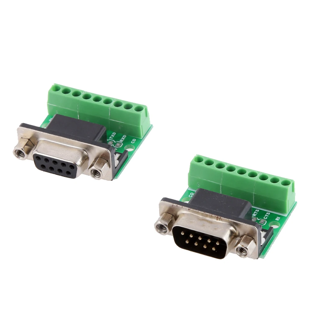 9Pin DB9 SolderlessTerminal Female/ Male RS232 RS485 Adapter Connector
