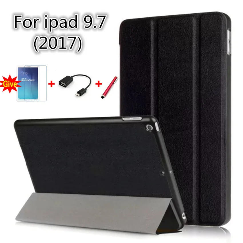 

Case for iPad 9.7 inch 2017, PU Leather+Ultra Slim PC Back Cover Case for iPad 9.7 2018 New model A1893 A1823 A1954+film+pen+otg