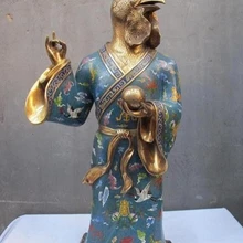 Xd 001431 Огромный Королевский Перегородчатые Бронзовый 24 К Gild Зодиак Год Животных Курица Статуя Бога