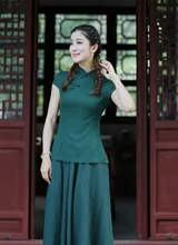 High Fashion Green Chinese Traditionary Style Women’s Girl Casual Shirt Blouse Tops S M L XL XXL 3XL 2518-2
