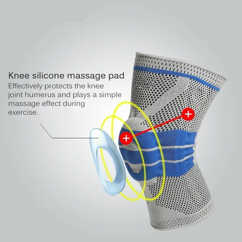 Outdoor Knee Brace Support Protector Padded Elastic Bandage Nylon Silicon Spring For Fitness Running Basketball Knee Pads