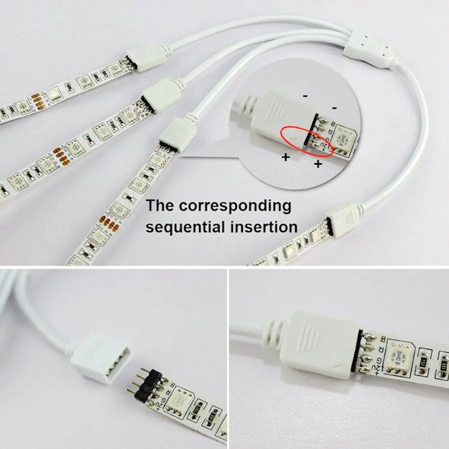 4-контактный RGB светодиодный коннектор для ленты 1-1, 2, 3, 4, 5 штекеров, кабель-разветвитель питания, 4-контактный игла, гнездовой разъем, провод для RGB светодиодный светильник