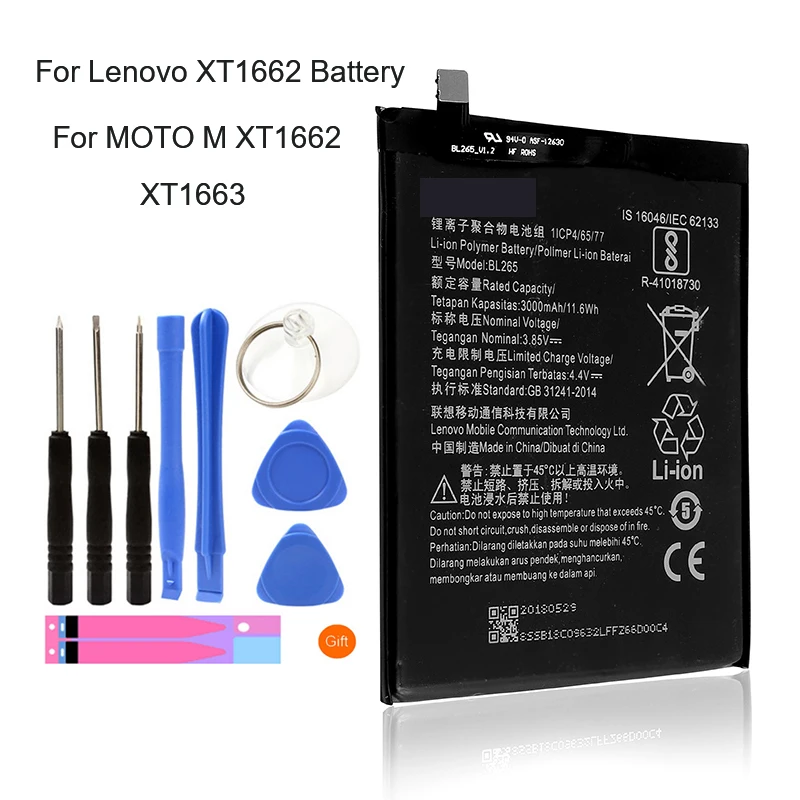 Аккумулятор BL265 для Lenovo moto M XT1662 XT1663 BL 265 3000 мАч|Аккумуляторы мобильных телефонов| |