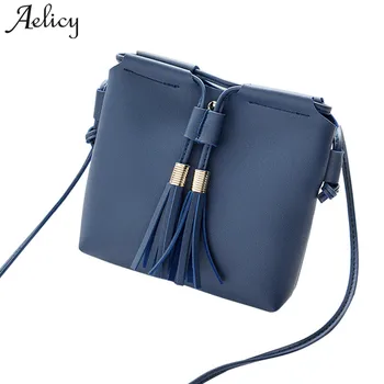 

Aelicy 2018 Mini Women Messenger Bags Pu leather Women Shoulder Bag Tassel Solid Clutches Women Crossbody Bags sac a main