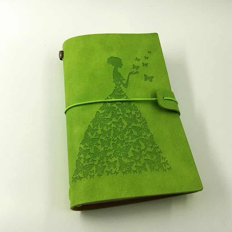 RuiZe кожаные дневники ручной работы А6 пустые страницы блокнот путешественника пополняемый винтажный Дневник для зарисовок записная книжка креативные канцелярские принадлежности - Цвет: Зеленый