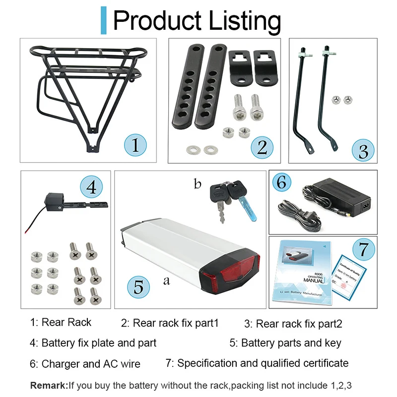 Clearance Top quality lithium battery 48v 12ah rear rack ebike battery  48v 12ah LG/Samsung Cells battery pack 0