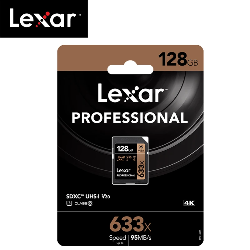 Lexar 633x32 ГБ, 64 ГБ, класс 10 SD карта SDHC/SDXC карты памяти SD карты 128 ГБ 512 г 95 МБ/с. для зеркальной однообъективной камеры/HD камера - Емкость: 128GB