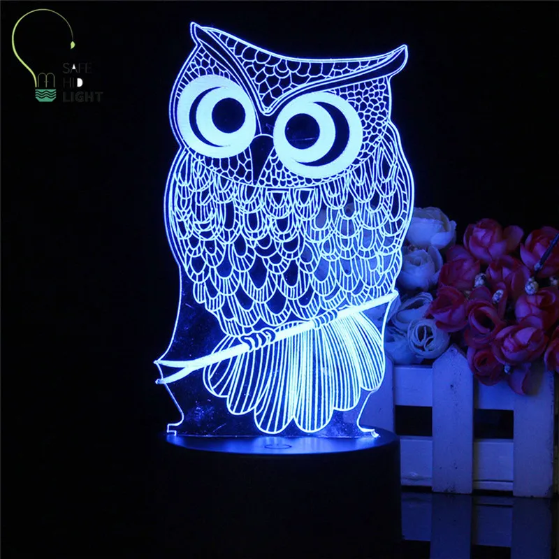  Owl Xmas Gift Home decoration LED Desk Table Lamp 7 Color 3D Night light Touch control Child gift h - 33005825787