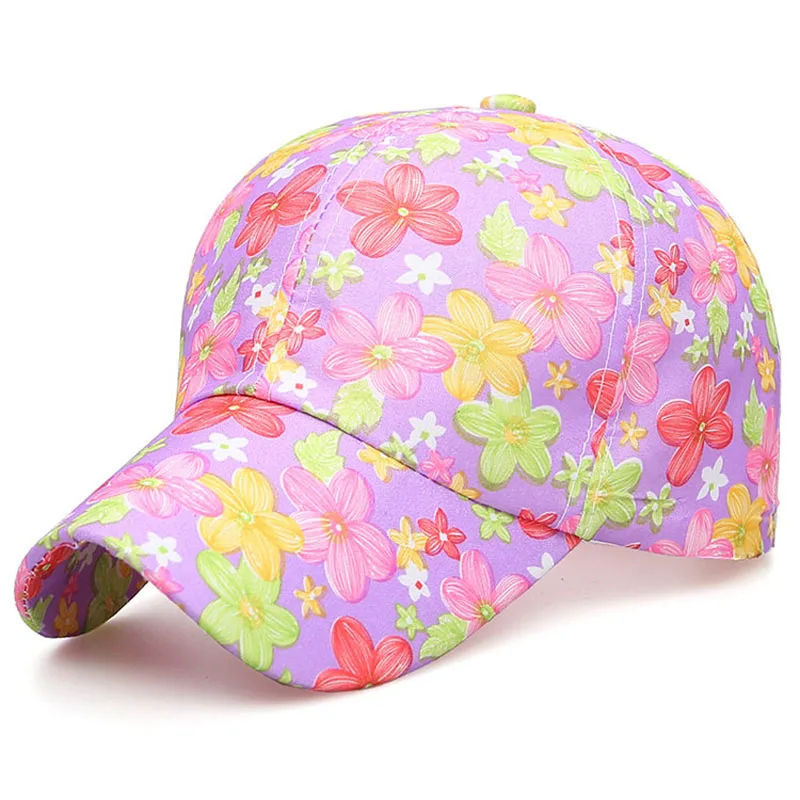 

Fashion Women Summer Adjustable Cotton Floral Printed Sport Baseball Caps Snapback Hip-Hop Sun Hat Sunbonnet for Girls 2019