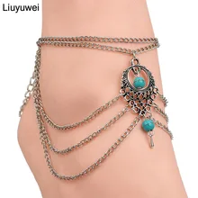 Liuyuwei модные летние сексуальные винтажные серебряные полые сплав женские браслеты для щиколотки Шарм браслет на ногу YWYG4501
