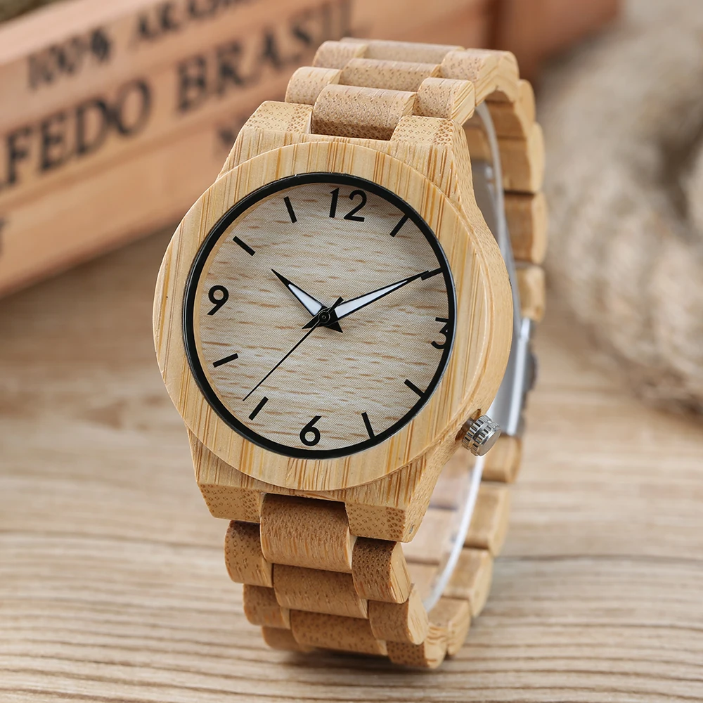 UNISTAR Unique Design Luxury Nature Bamboo Wooden Quartz font b Watches b font With Wood Band