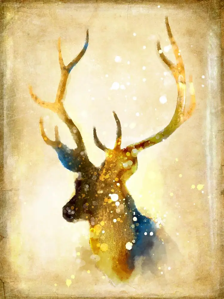 

X020 Gold deer-Art Silk Fabric Poster Indoor Decoration Nordic style