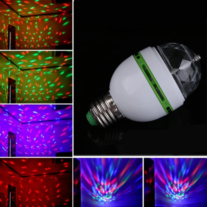 Upgrade E27 3W Crystal Stage Light RGB LED Bulb laser snowflake