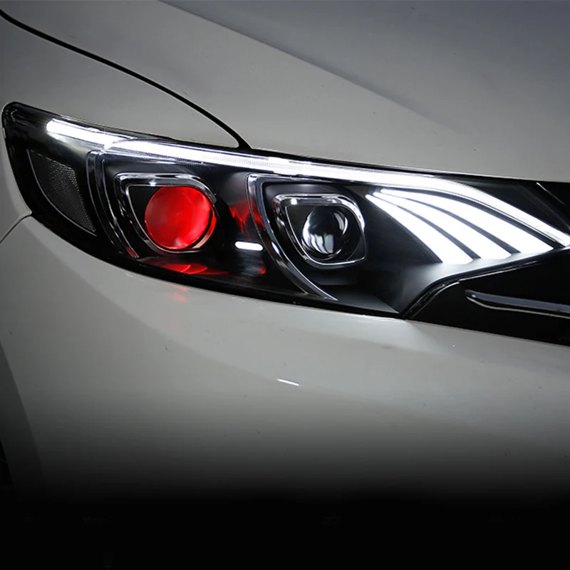 Hlxg Автомобильные фары в сборе для Honda fit 2014 2017 head lamp led DRL передние Биксеноновые