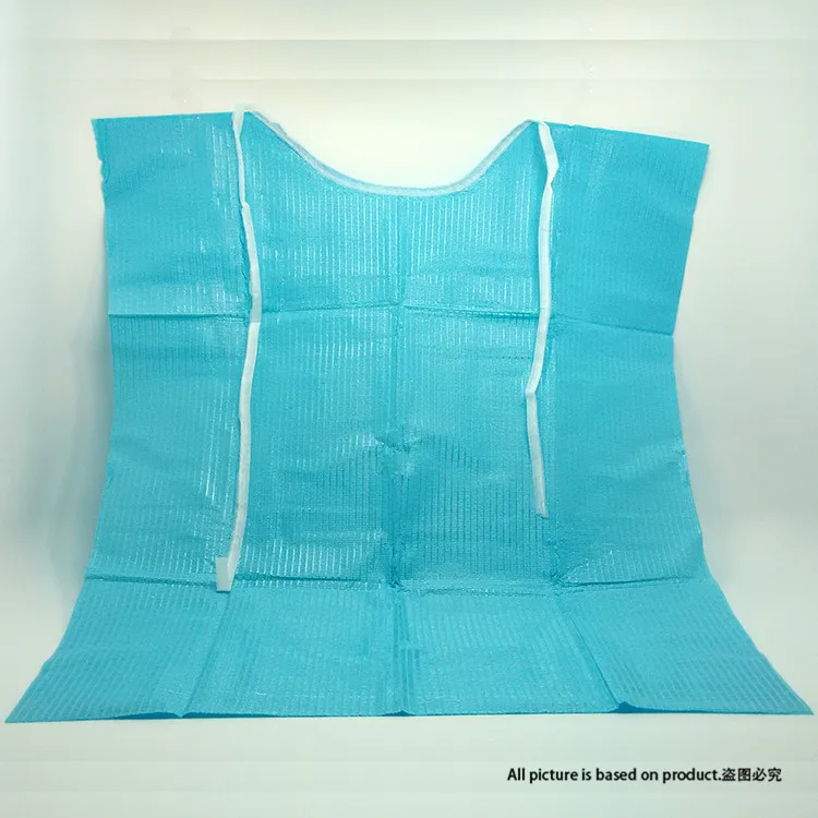 free shipping Disposable Dental bib with tie 2ply paper + 1ply film