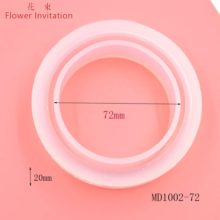 Цветок приглашение Форма для браслета md1002_прозрачный Силиконовый круглый браслет Плесень Для смолы настоящий цветок DIY Плесень - Цвет: diameter 72mm mold