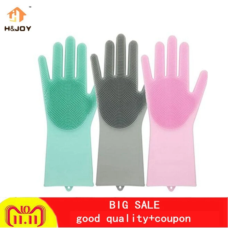 

Silicone Cleaning Gloves Dusting|Dish Washing Pet Care Grooming Hair Potato Car Insulated for Kitchen Household Tools Helper