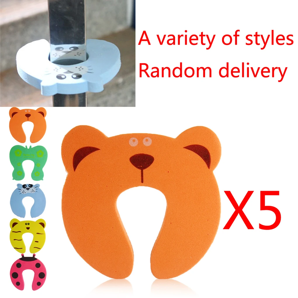 5Pcs Baby Children Hand Pinch Safety Guard Set Security Stopper Children Safety Cartoon Animal Foam Door Stop Cushion