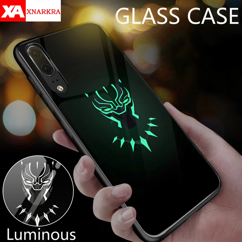 

Marvel Venom Batman Superman Spiderman Luminous Glass Case For Huawei P20 P 20 Pro Lite Black Panther iron Man Phone Cover Coque