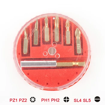 

7pcs Screwdriver Bit Set With a Quick Release Hex Extension Adapter Rod Slotted Phillips Pozi Electric Screw Driver Bits