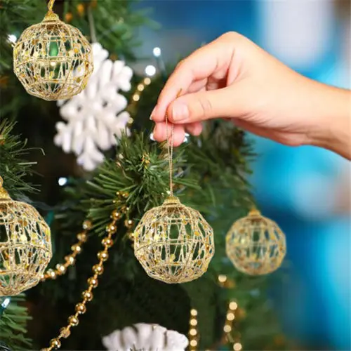 

6Pcs/Set Hollow Christmas Tree Ball Gold Party Festival Ornaments Home Decor