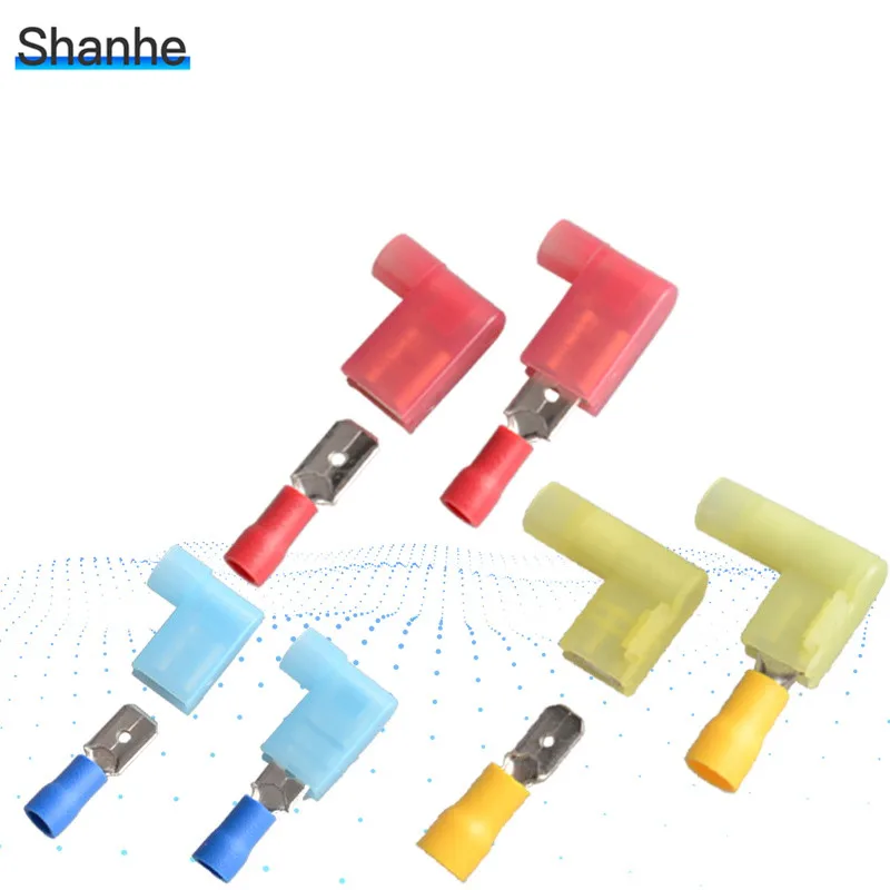 40pcs Crimp Male Female Spade Cable 6.3mmterminals Nylon Flag Right