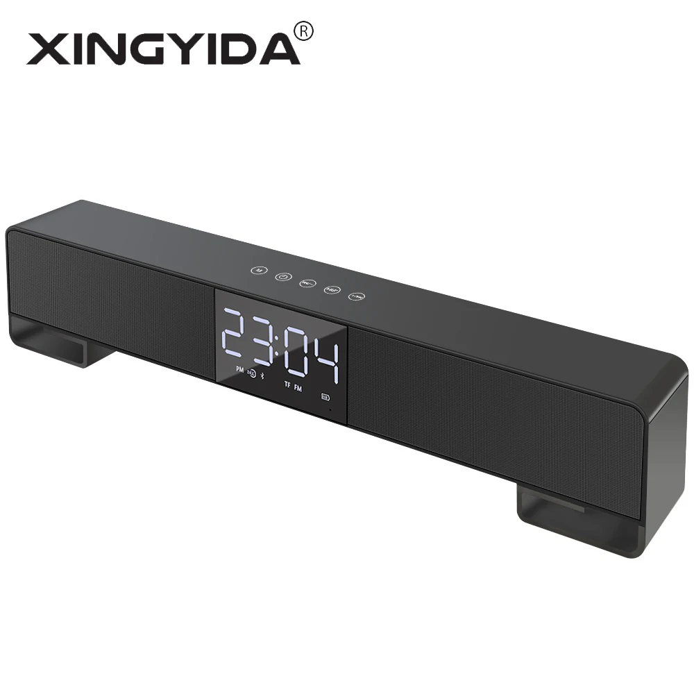 

XINGYIDA Portable Wireless Soundbar Touch Bluetooth Speaker with LCD Screen Subwoofer Stereo Loudspeakers Support Clock FM TF