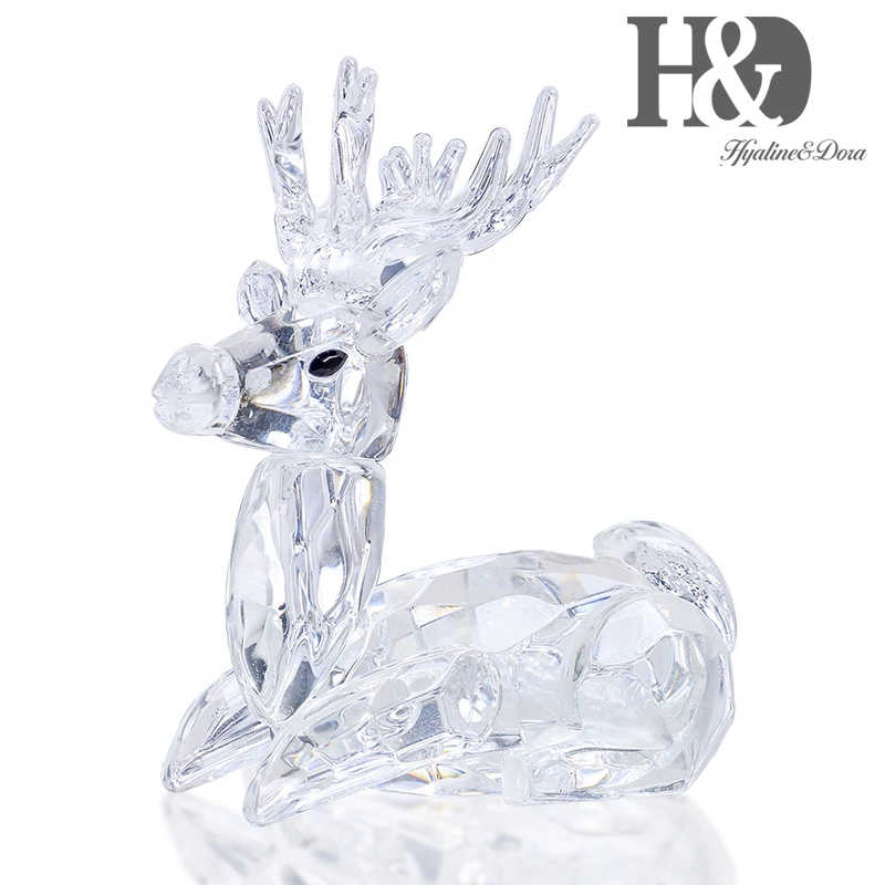 H&D Crystal Animal Deer,Miniature Figurines Ornament For Table