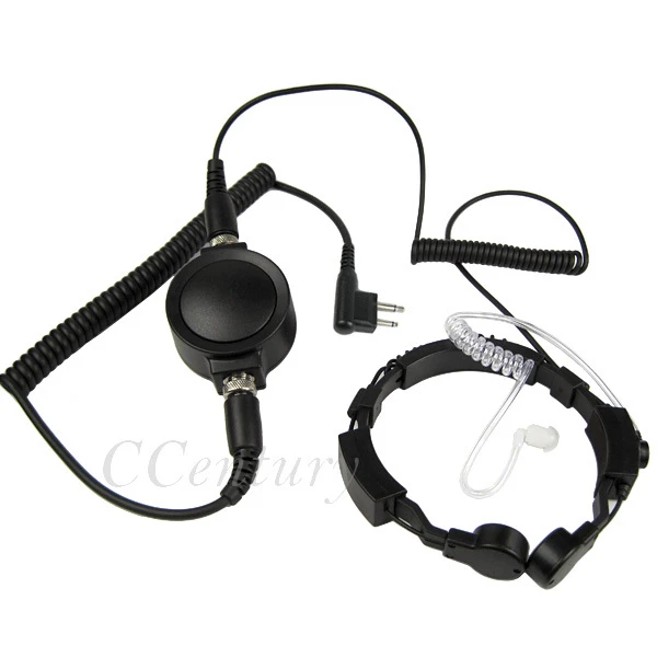 2-Pin Military Tactical Throat Microphone Earpiece Headset Big PTT for  Motorola CB Radio GP308 CP185 CP200 CLS1413 Walkie Talkie