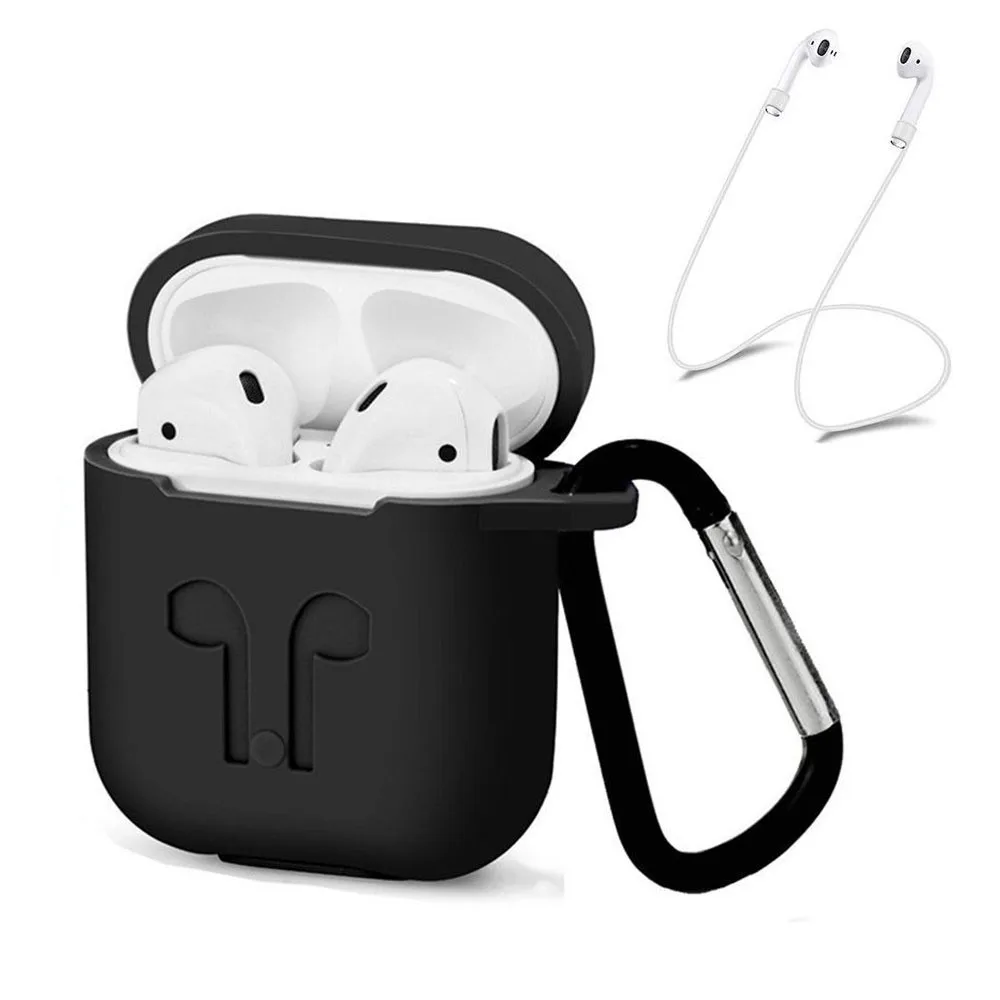 

Shell with Carabiner Keychain NEW Silicone Carrying Case Cover Skin Holder for Apple AirPods Wireless Earphone Headphone #Y10