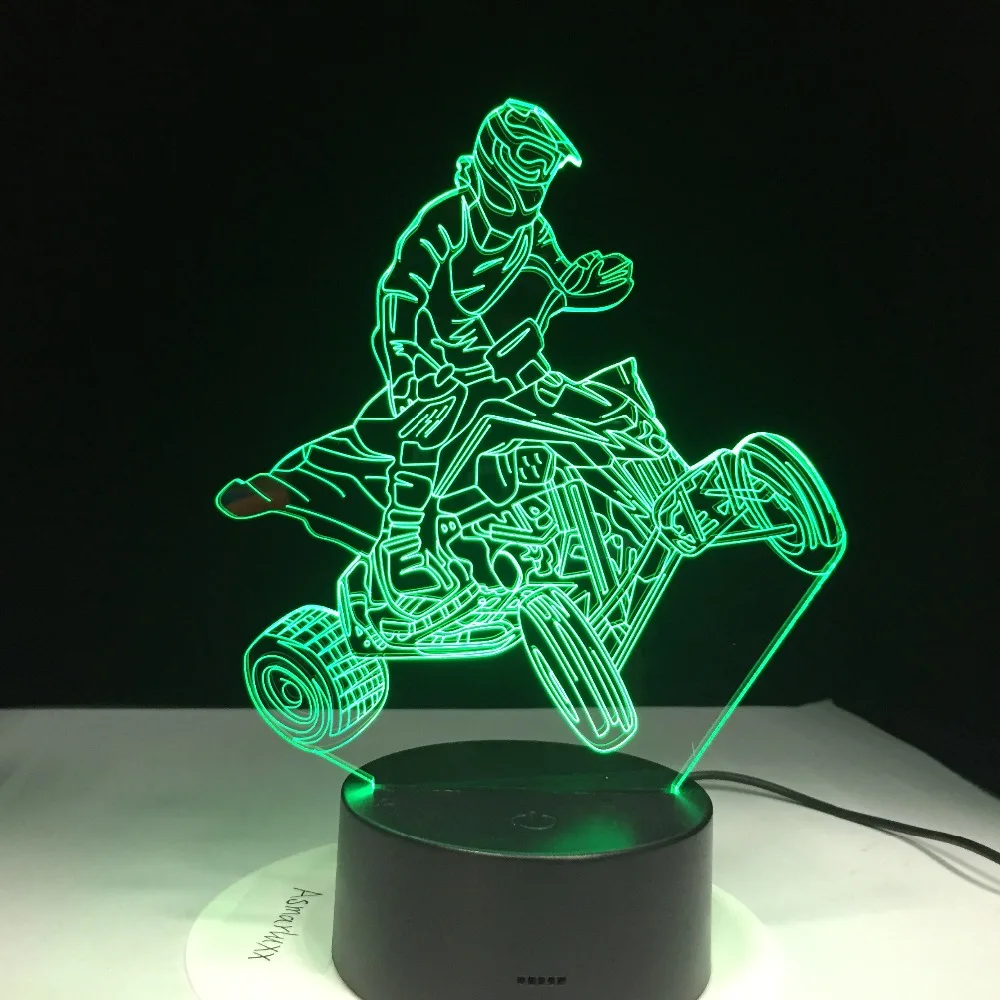 Четыре колеса горный автомобиль гоночный спортивный 3D лампен 7 цветов USB ночник