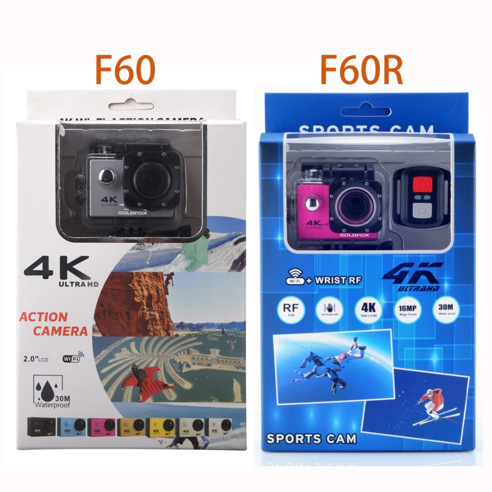 GOLDFOX F60/F60R 4K wifi Экшн-камера 1080 P/60fps Ultra HD Спортивная камера Go Водонепроницаемая DV видеокамера 16MP 170 градусов широкий угол
