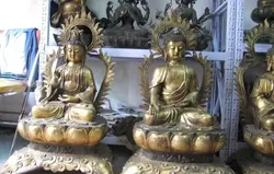 36 "Тибет Буддизм Старый Медь Бронза Трехсвятительская Западно Будды Набор Статуя