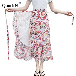 QoerliN 12 Цветов длинные юбки женские юбки в стиле бохо Для женщин 2019 новые летние Высокая Талия Свободные Повседневное сексуальные юбки с