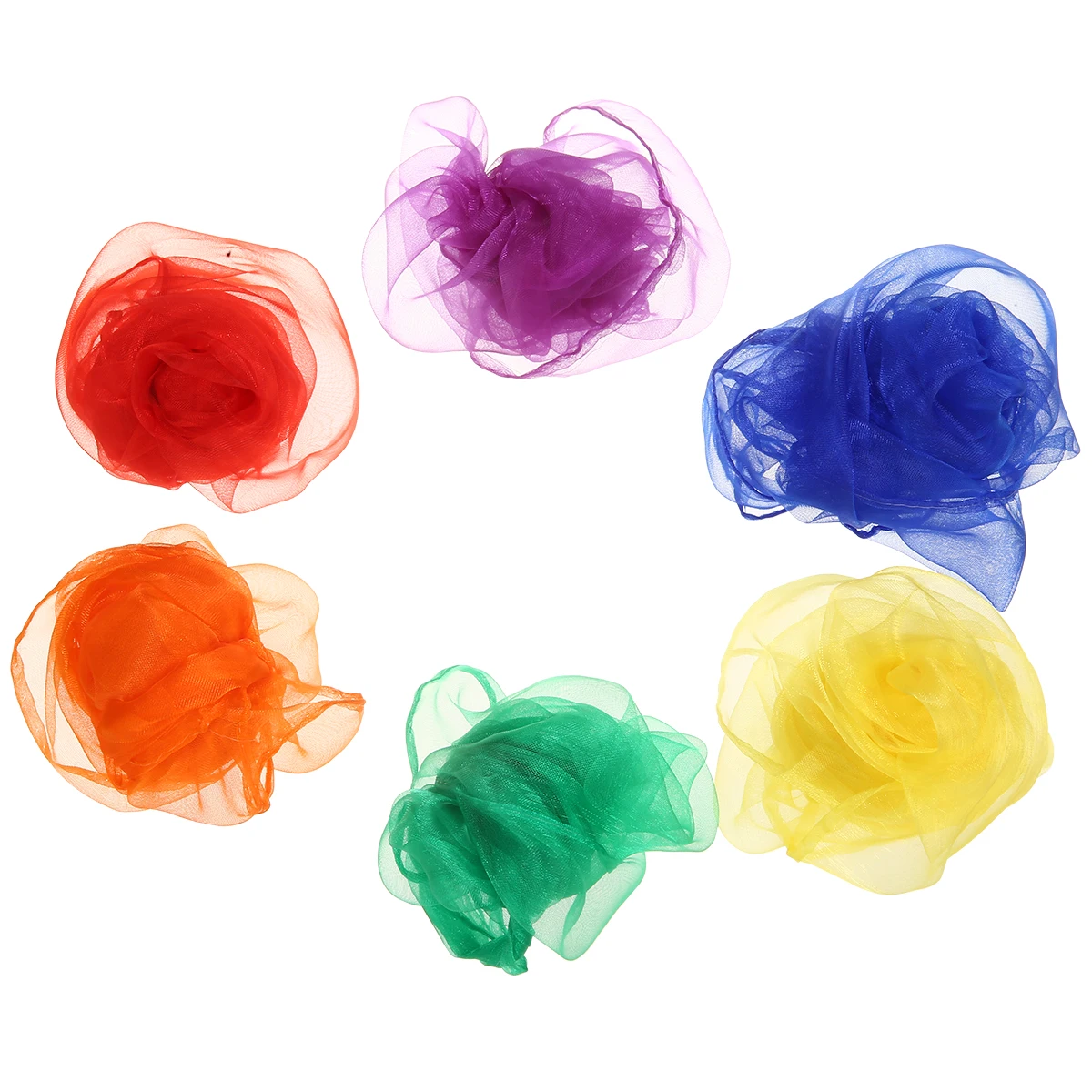 Assorted Color 12pcs 60*60cm Hemmed Square Juggling Dance Scarves