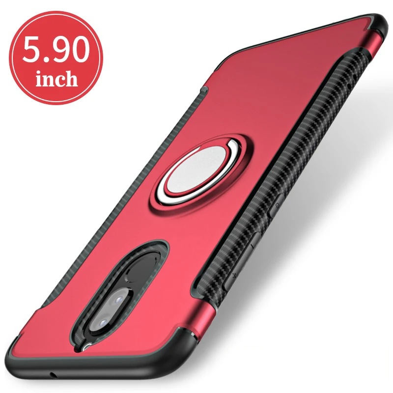 For-Huawei-Mate-10-Lite-Case-Car-Holder-Stand-Magnetic-Suction-Bracket-Finger-Ring-TPU-PC(8)