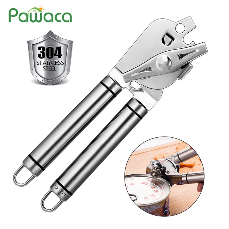 

2-in-1 Metal Manual Can Opener Multi-function 304 Stainless Steel Smooth Edge Can Lid Safe and Efficient Jar Opener Kitchen Tool